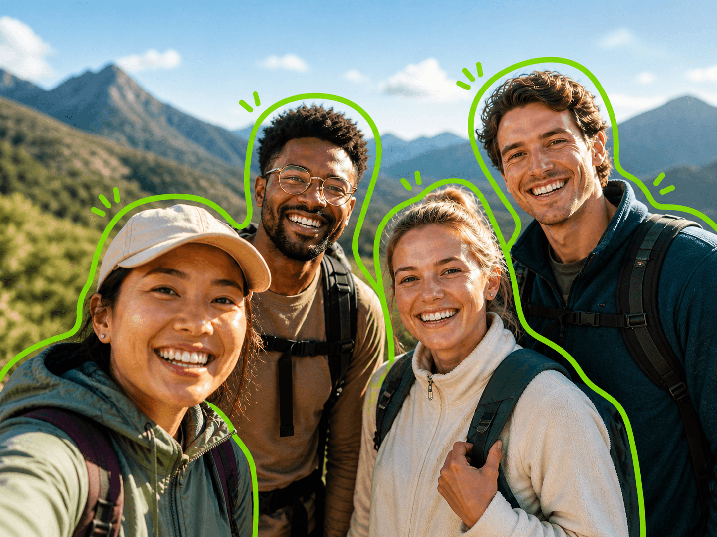 Friends hiking together